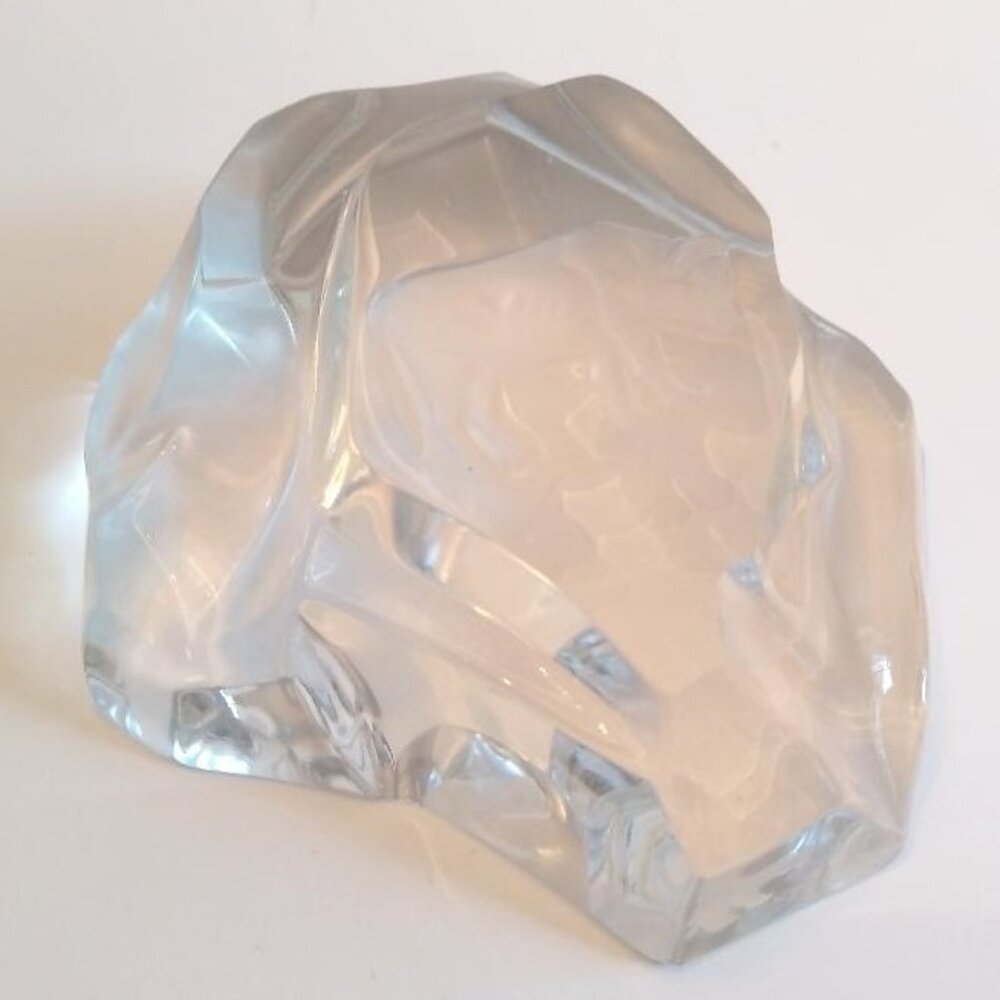 Val St. Lambert Crystal Paperweight Engraved Frosted Bull Taurus Zodiac